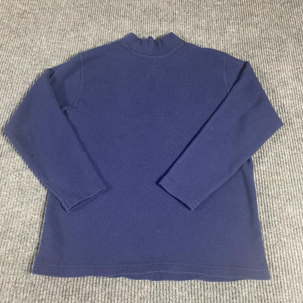 VTG Today Tonight Shirt Womens Large Blue Mock Waffle Knit Cotton Long Sleeve